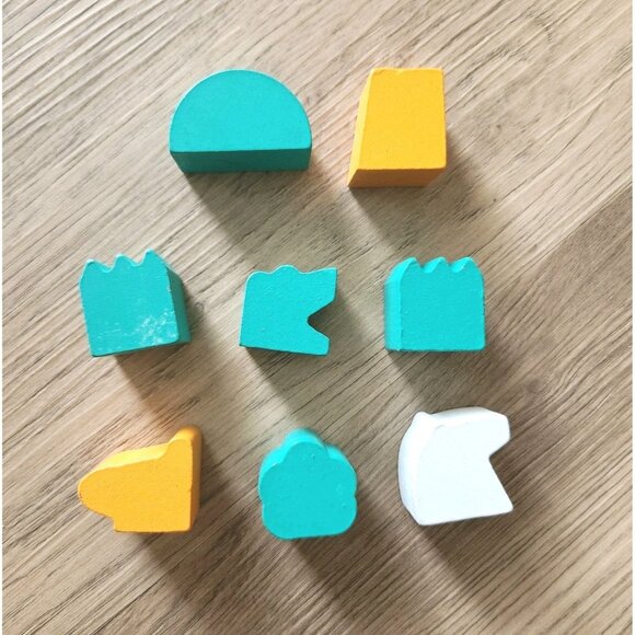 Wooden Toy Blocks Lot Of 24 Safari Animals Assorted Shapes - Picture 7 of 12